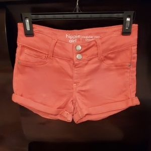 Girls- Hippie Girl stretch coral shorts